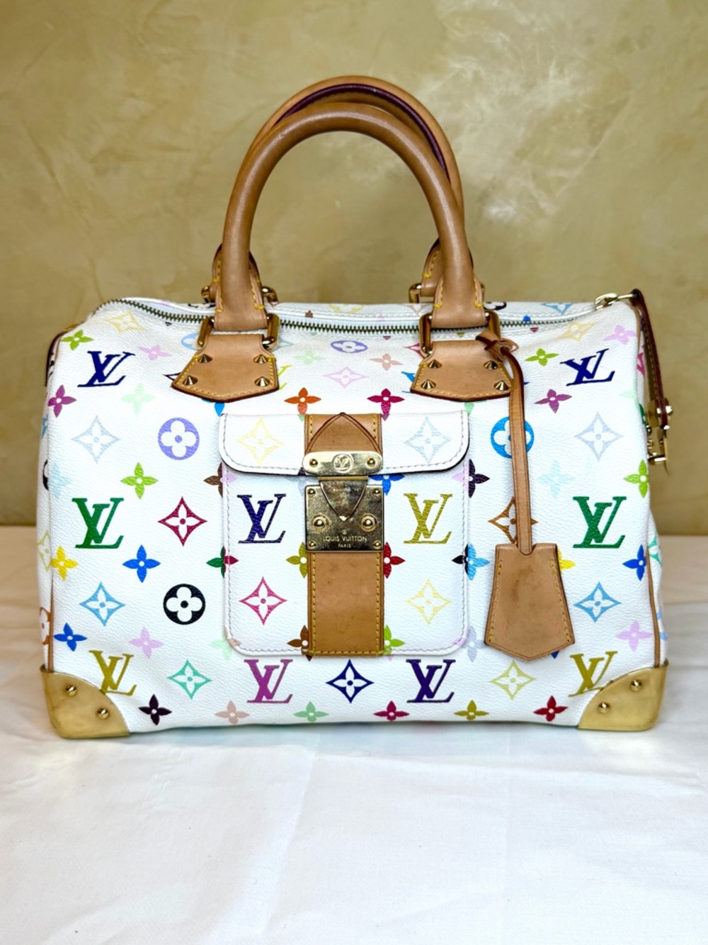 Louis Vuitton White Multicolor Monogram Speedy 30